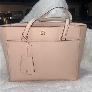 TORY BURCH Leather Tote Shoulder Bag Pink